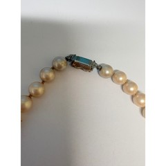 Vintage Faux Pearl Choker Necklace Cream Graduated Beads Gold Tone Clasp 15 In