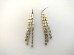 Vintage Earrings Silver Tone Clear Rhinestone Chandelier Dangle Drop Clip On