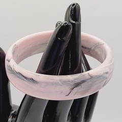 Pink Marble Swirl with Gray Black Abstract Chunky 1990s Bangle Bracelet