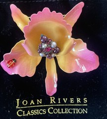 Joan Rivers Fashion Flowers Couture Collection Orchid Pin Brooch Vintage