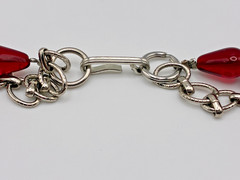 Vintage roxsann 2 strand Red Glass Heart/Charms Beaded Pendant Chunky Necklace