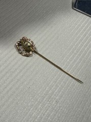 14k GOLD TESTED SEASHORE CRAB SET WITH PEARL AND DIAMOND -15MM CRAB -2.25″ PIN