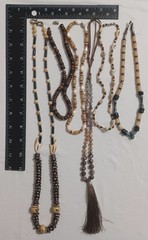 COOL Lot Of Vintage Tribal Jewelry Bone Beads Wood Shells Gemstones Leather Etc