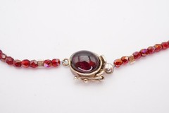 Vintage Sterling Silver 925 Garnet Beaded Necklace 17.75″