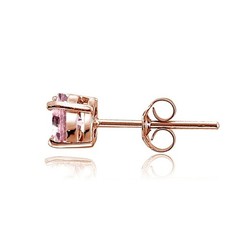 Sterling Silver Treated Light Pink Topaz Round Stud Earrings, 6mm