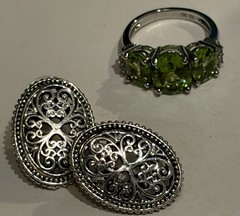 Romantic Victorian Style Silvertone & 925 Jewelry Lot (15)