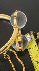Vtg Lucite Clear Bubble Bobble Costume Gold Necklace Earring Bracelet SET MCM