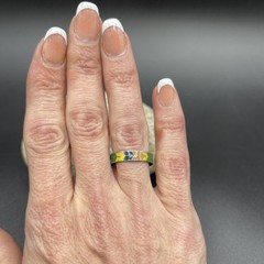 Vintage Siam Enamel Sterling Silver Stackable Band Ring #I195