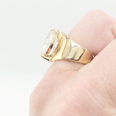 Vtg Sz 8 Ring ESPO Lg Oval Cubic Zirconia 14KGE Gold Electroplated Jewelry