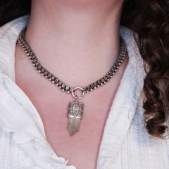 Antique French Puffy Rectangle Tassel Charm Sterling Silver Die Struck 19th