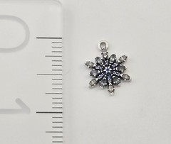 Vintage Blue & Clear Gemstone Snowflake Sterling Silver Charm Pendant – 1.8g