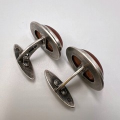 Vintage Men’s Jewelry Cufflinks USSR Silver 875 Natural Baltic Amber Marked