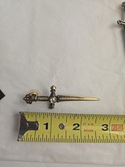 Vtg JJ Artifacts Sword Earrings Crystals Rhinestones GOTH On Card NOS