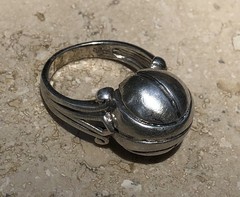 ✨🫧VINTAGE 925 STERLING SILVER MODERNIST Orb Ball STATEMENT Ring | ESTATE 🫧✨