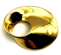 Vintage Monet 2 1/4″ Modernist Shiny Gold Tone Brooch/Pin