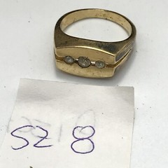 Vintage 18KT HGE Gold Plated & Cubic Zirconia in 3 Stone Ring varied sizes