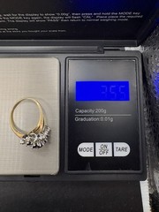 10k Yellow Gold London Blue Topaz Diamond Cluster Estate Ring SZ 8 3.55g