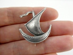 Ivar Holth Sterling Silver Sailboat Viking Ship Pin Sterling H 3.7g 1.25 Inches