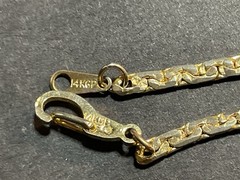Vintage 14K Gold Plated Chain Necklace 20″ Byzantine Small Link 2.5mm 8.69 grams