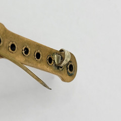 Edwardian Gold Plated with Rhinestones Brooch Bar Pin Circa 1920s