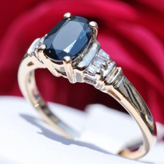 14k yellow gold sz 6.75 ring 1.02c naturalCeylon treated sapphire diamond 2.65g