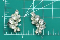 Signed Givenchy EARRINGS New York Paris Clear Crystal Rhinestone Hinged Clip On