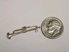 Sterling Silver ~ Trumpet Horn Charm ~ FLAT Design ~ VINTAGE