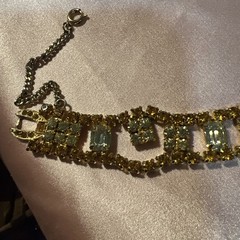 VTG Weiss Goldtone Crystal Peridot Green Topaz Tennis Bracelet-AS IS see Pics