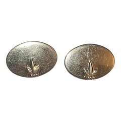 Vintage Swank Gold Tone Oval Disc With Leaf Classic Men’s Cufflinks