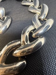 VTG Set Necklace/ earrings 1980s neck flush Large chain metal silver Tone