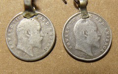 BRITISH RAJ COIN EARRINGS_2 SILVER ANNA_HYPOALLERGENIC WIRES_KING ED VII_1903&06