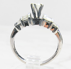 14K White Gold .69ct Marquise & Baguette Natural Diamond Ring Size 6 5g Vintage