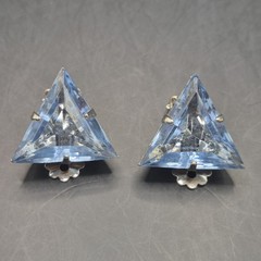 Vtg 5 Pairs Retro Clip-on Earrings Pink Blue Green Gold Tone Dangle Drop Stud