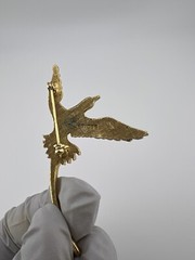 Vintage Signed Bird Brooch Gold Plated Pewter Swallow Figural Pin Flying, Used.