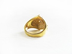 Ornate Chunky Vintage Costume Gold White Stone Cluster Ring – Size 8
