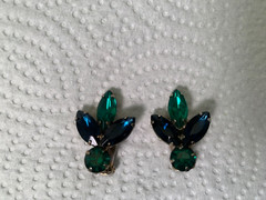 Vintage D&E Juliana SET Clip Earrings Large Brooch Tiered 3 Piece Prong-Set 1950