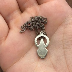 Vintage Creed 925 Sterling Miraculous Mary Medal Halo Pendant 14.5 Inch Chain