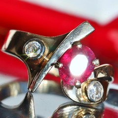 14k yellow gold 1.80ct natural diamond sz 9 ring ruby vintage heated 8.7g N2973L