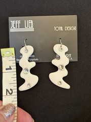 NEW Jeff Lieb Clear Swarovski Rhinestone White Dangle Earrings