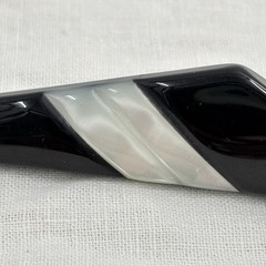 Vtg Modernist Pin Brooch Bar Black White Lucite Plastic Geometric Atomic MCM