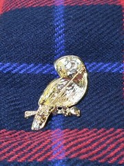Vintage 80’s Green Eyed Rhinestone Owl Pin Brooch Gold Tone Black