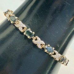 Vintage Sapphire Tennis Bracelet XO Sterling Silver 925 Gold Vermeil 6.5″ PAJ