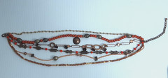 Vintage 20″ Unbranded 6 Strand Bead Necklace Metal Wood Beads Multi-color 1970’s