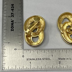 Gold Tone Clip On Earrings Double Link Dangle Drop Knotted Screw Back 1.25″