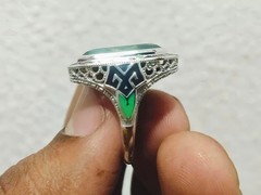 Antique Style 1930s Chalcedony Quartz 20x17mm Vintage Ring in 925 Silver For Her