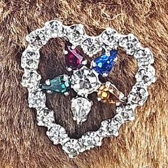 Rhinestone Brooch Central Star Blue Yellow Red Green & White Stones J18-4051