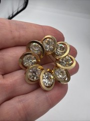 Judy Lee Brooch Celeste Rhinestone Circle Unsigned Vintage