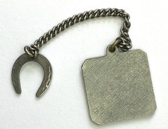 Art Deco Enamel Metal Fob Chain Charm Good Luck Horseshoe Flapper Woman Yellow