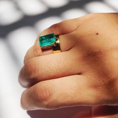 925 silver created emerald ring vintage antique Handmade Size 7