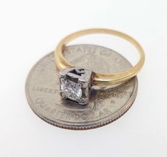 Vintage 1940’s 14k Two Tone Gold Diamond Engagement Ring